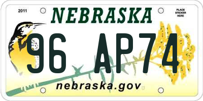 NE license plate 96AP74