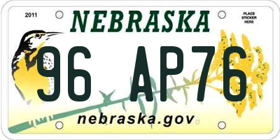 NE license plate 96AP76
