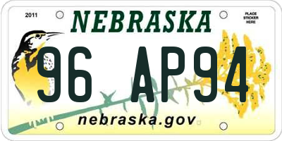 NE license plate 96AP94