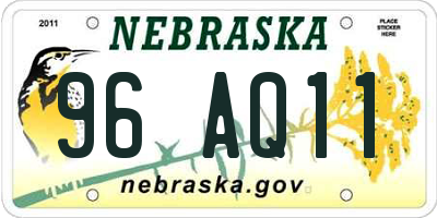 NE license plate 96AQ11