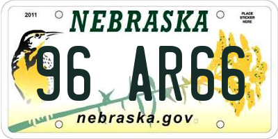 NE license plate 96AR66