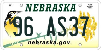 NE license plate 96AS37