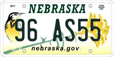 NE license plate 96AS55