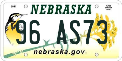 NE license plate 96AS73
