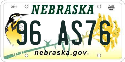 NE license plate 96AS76