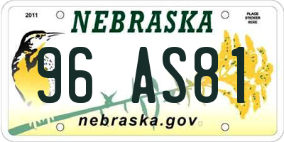 NE license plate 96AS81