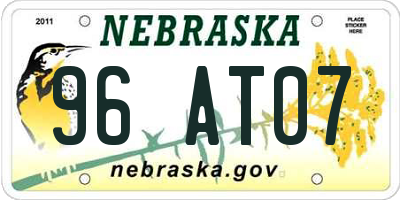 NE license plate 96AT07
