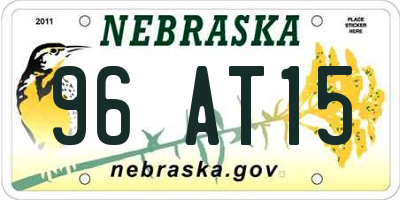 NE license plate 96AT15
