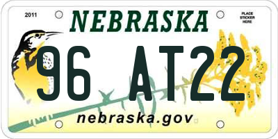 NE license plate 96AT22