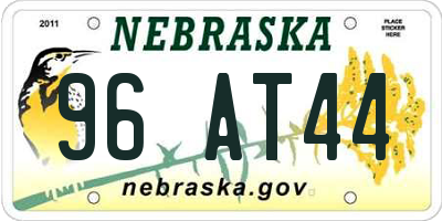 NE license plate 96AT44