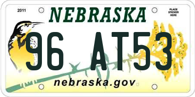 NE license plate 96AT53