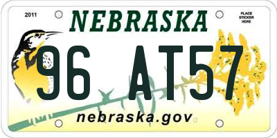 NE license plate 96AT57
