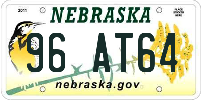 NE license plate 96AT64