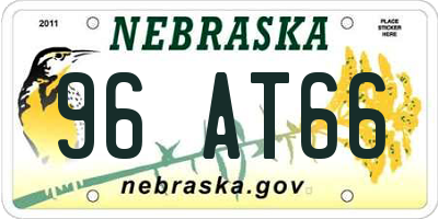 NE license plate 96AT66