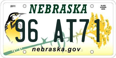 NE license plate 96AT71