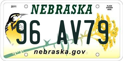 NE license plate 96AV79
