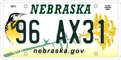 NE license plate 96AX31