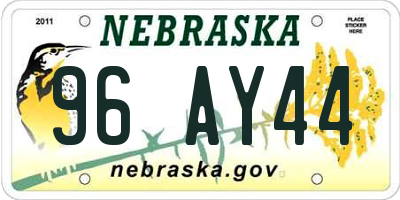 NE license plate 96AY44