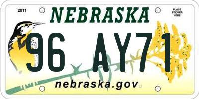 NE license plate 96AY71