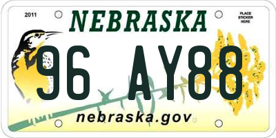 NE license plate 96AY88