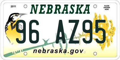 NE license plate 96AZ95
