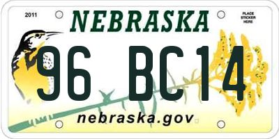 NE license plate 96BC14