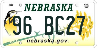 NE license plate 96BC27