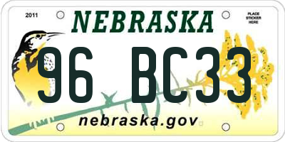 NE license plate 96BC33
