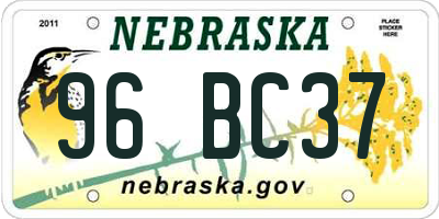 NE license plate 96BC37