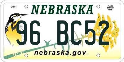 NE license plate 96BC52