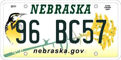 NE license plate 96BC57