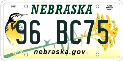 NE license plate 96BC75