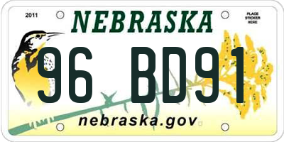 NE license plate 96BD91