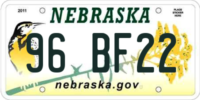 NE license plate 96BF22