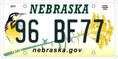 NE license plate 96BF77