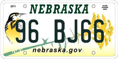 NE license plate 96BJ66
