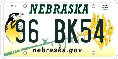 NE license plate 96BK54
