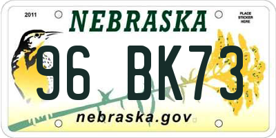 NE license plate 96BK73