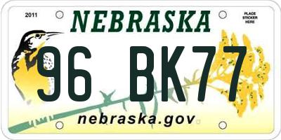 NE license plate 96BK77