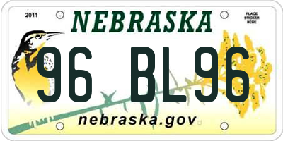 NE license plate 96BL96