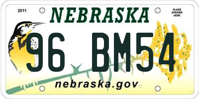 NE license plate 96BM54