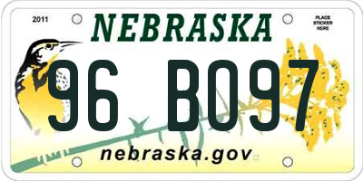 NE license plate 96BO97