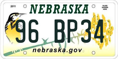NE license plate 96BP34