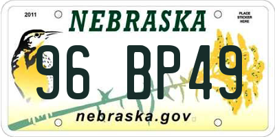 NE license plate 96BP49