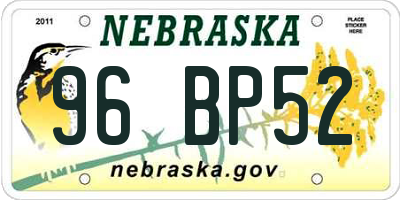 NE license plate 96BP52