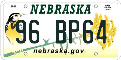 NE license plate 96BP64