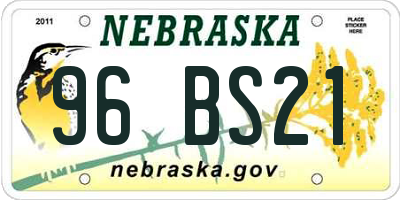 NE license plate 96BS21