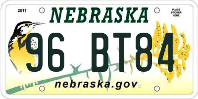 NE license plate 96BT84