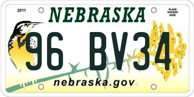 NE license plate 96BV34