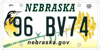 NE license plate 96BV74